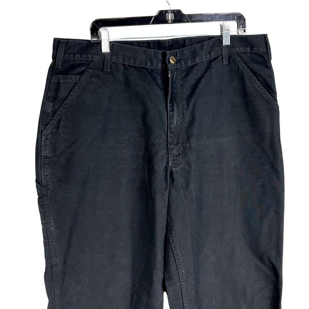 Carhartt Mens 40x32 Duck Loose Fit Canvas Black Utility Chore Pants Carpenter - Picture 15 of 16